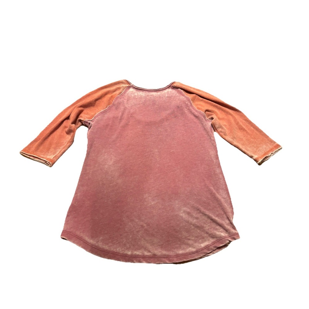 We The Free Pink Peach Raglan Burnout 3/4 Sleeve Pullover Top, Womens Size Large - Picture 6 of 7